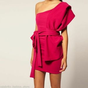 ASOS Aqua Orange Red One Shoulder Scuba Dress